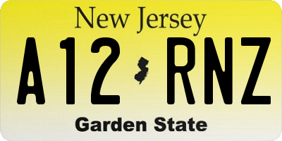 NJ license plate A12RNZ