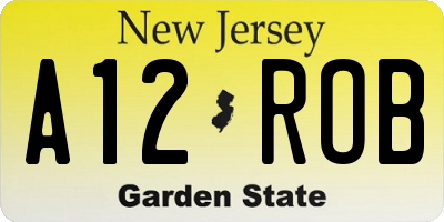 NJ license plate A12ROB