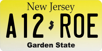 NJ license plate A12ROE