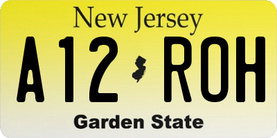 NJ license plate A12ROH