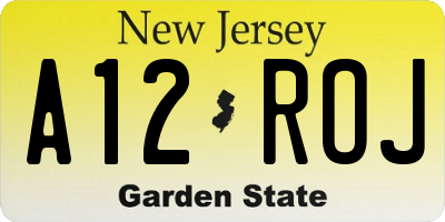 NJ license plate A12ROJ