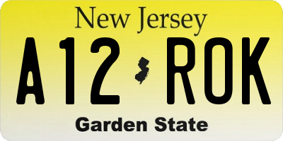 NJ license plate A12ROK