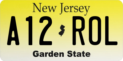 NJ license plate A12ROL