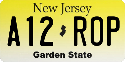 NJ license plate A12ROP
