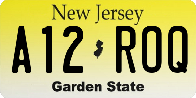 NJ license plate A12ROQ