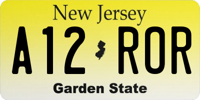 NJ license plate A12ROR