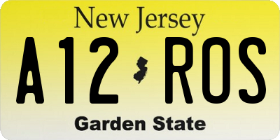 NJ license plate A12ROS