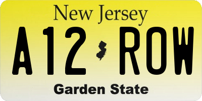 NJ license plate A12ROW