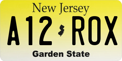 NJ license plate A12ROX