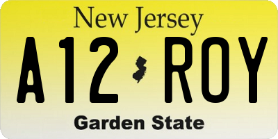NJ license plate A12ROY