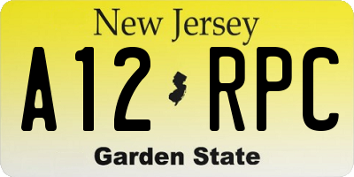 NJ license plate A12RPC