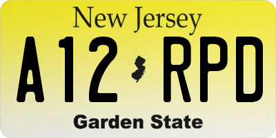 NJ license plate A12RPD