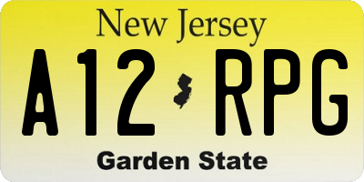 NJ license plate A12RPG