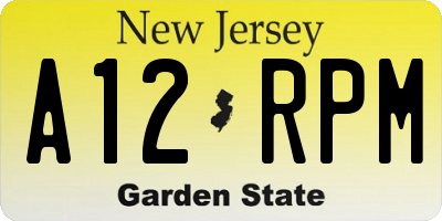 NJ license plate A12RPM
