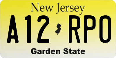 NJ license plate A12RPO