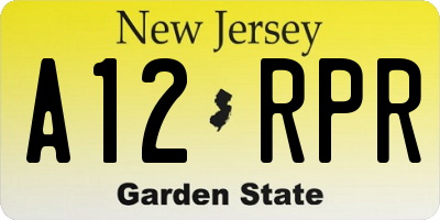 NJ license plate A12RPR