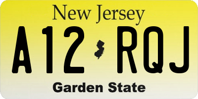 NJ license plate A12RQJ