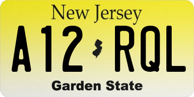 NJ license plate A12RQL