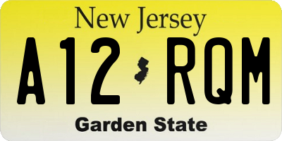 NJ license plate A12RQM