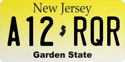 NJ license plate A12RQR