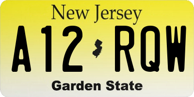 NJ license plate A12RQW