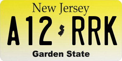 NJ license plate A12RRK