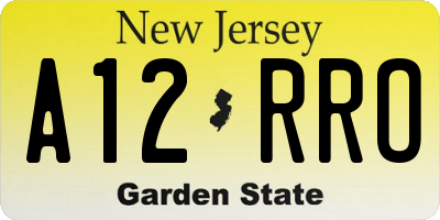 NJ license plate A12RRO