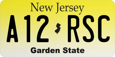 NJ license plate A12RSC