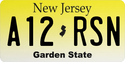 NJ license plate A12RSN