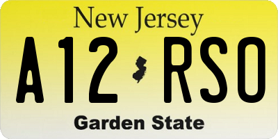 NJ license plate A12RSO