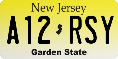 NJ license plate A12RSY