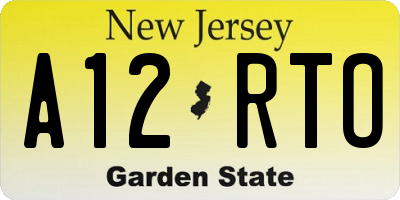 NJ license plate A12RTO