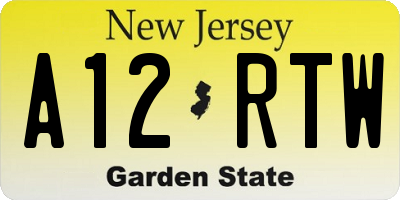 NJ license plate A12RTW