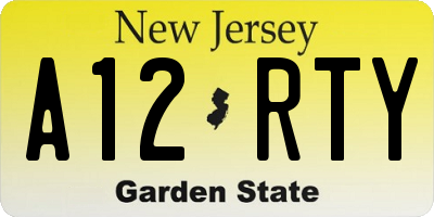 NJ license plate A12RTY