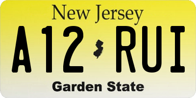 NJ license plate A12RUI