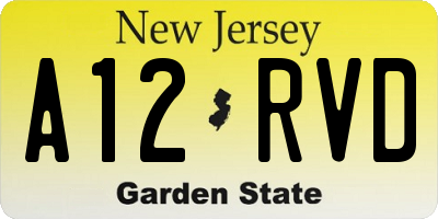 NJ license plate A12RVD