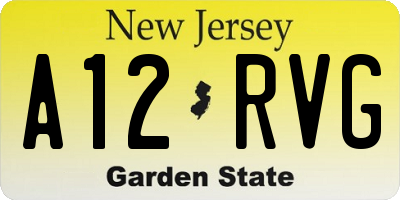 NJ license plate A12RVG