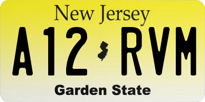 NJ license plate A12RVM