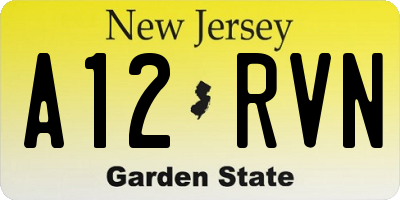 NJ license plate A12RVN