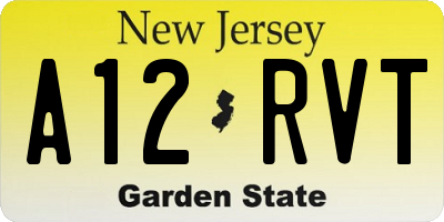 NJ license plate A12RVT