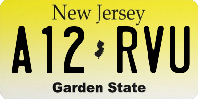 NJ license plate A12RVU