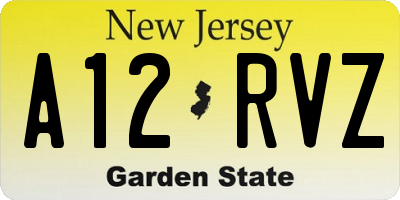 NJ license plate A12RVZ