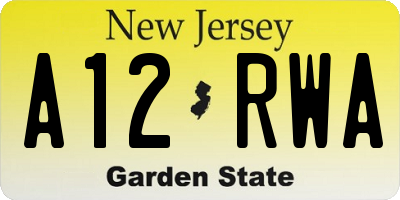NJ license plate A12RWA