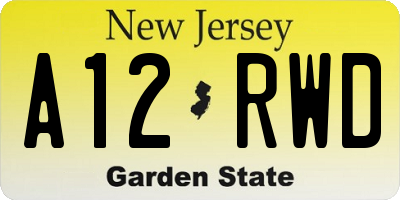 NJ license plate A12RWD