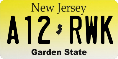 NJ license plate A12RWK