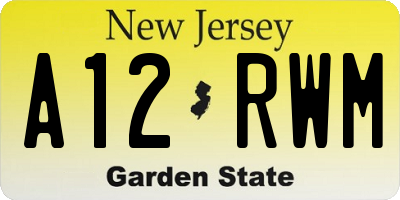 NJ license plate A12RWM