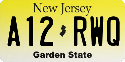 NJ license plate A12RWQ