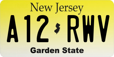 NJ license plate A12RWV