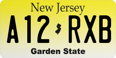 NJ license plate A12RXB