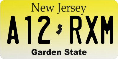 NJ license plate A12RXM